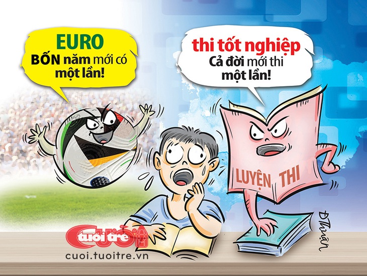 Sĩ tử 2k6: Euro bốn năm mới có một lần! - Tranh: Đức Thuận 