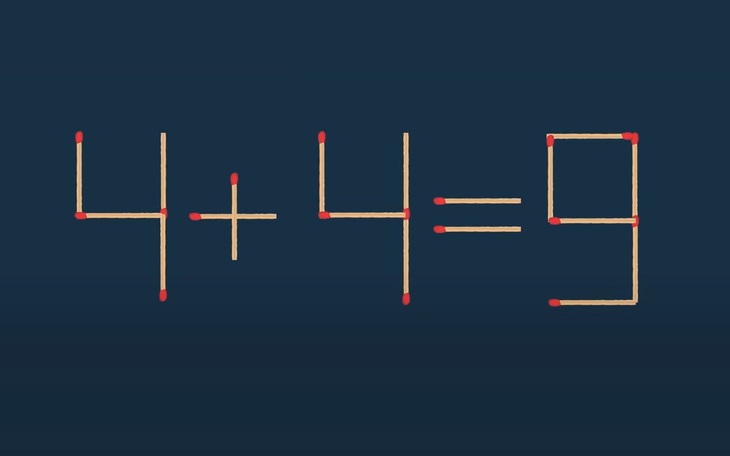 Thử tài IQ: Di chuyển hai que diêm để 4+4=9 thành phép tính đúng