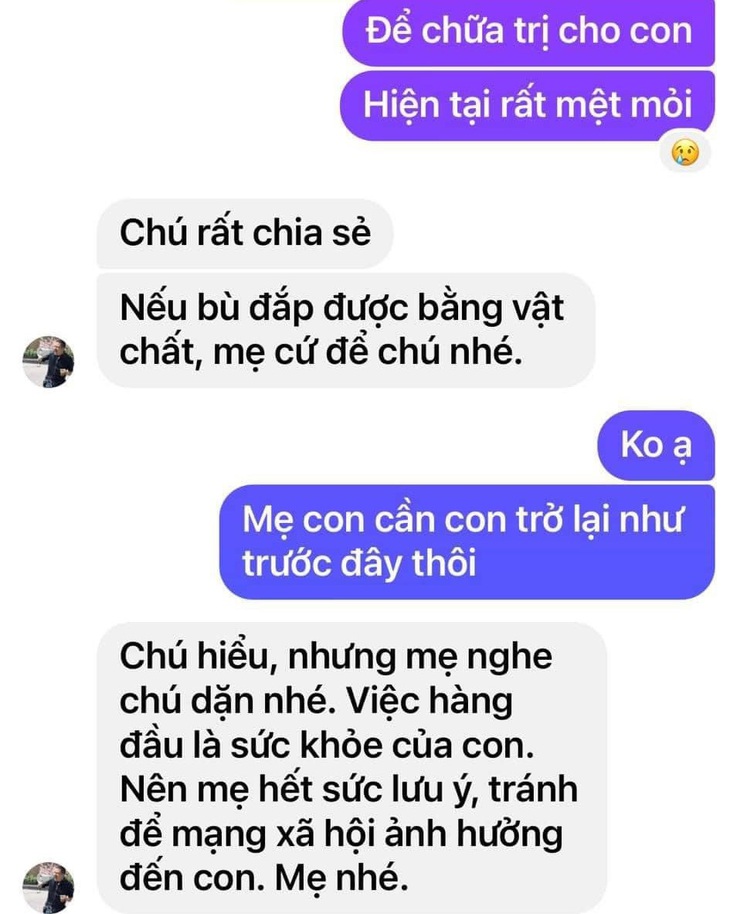 Tin nhắn đạo diễn nhắn cho chị Dần ngày 17-5 - Ảnh: GĐCC