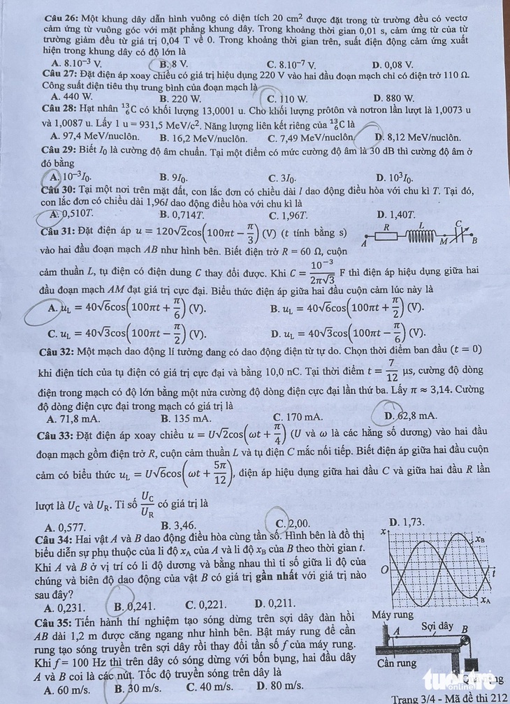 Đề thi môn vật lý tốt nghiệp THPT 2024- Ảnh 3.