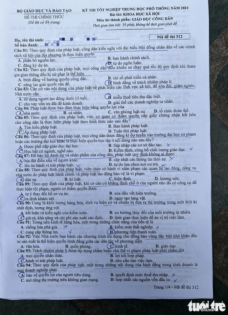 Đề thi tốt nghiệp THPT môn giáo dục công dân- Ảnh 2.