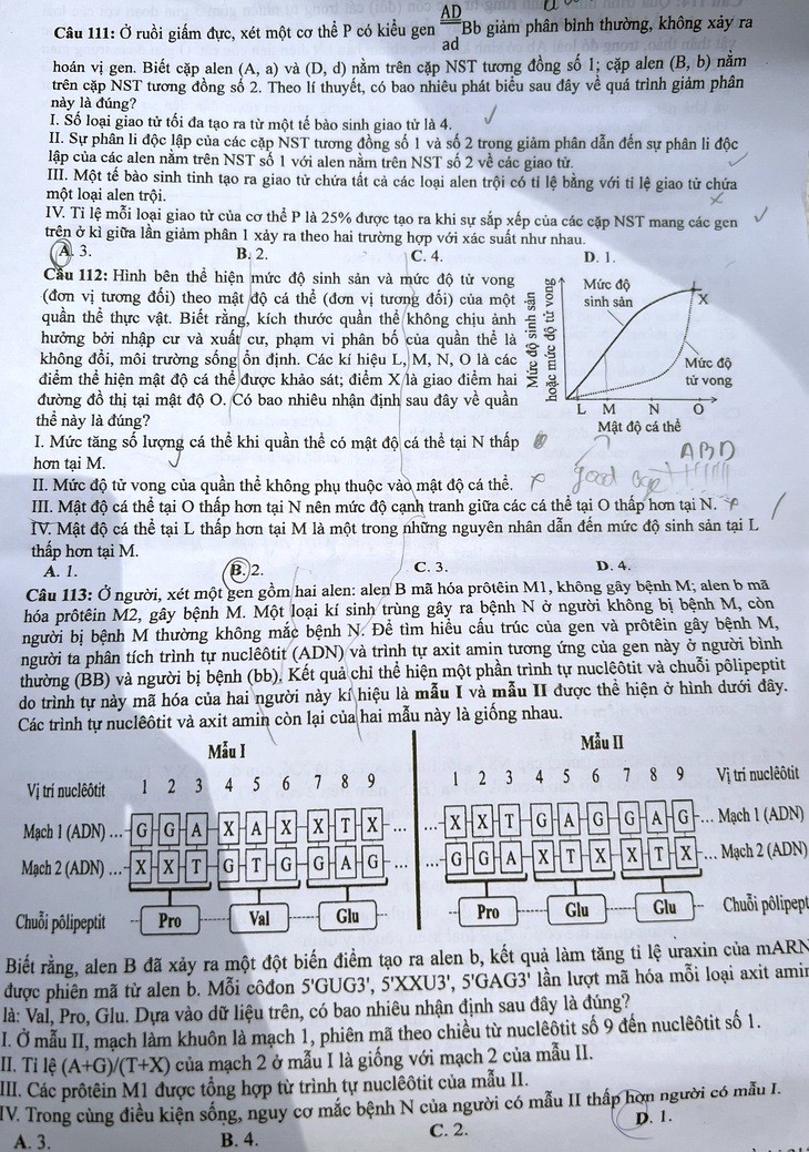 Đề thi môn sinh học tốt nghiệp THPT 2024- Ảnh 3.