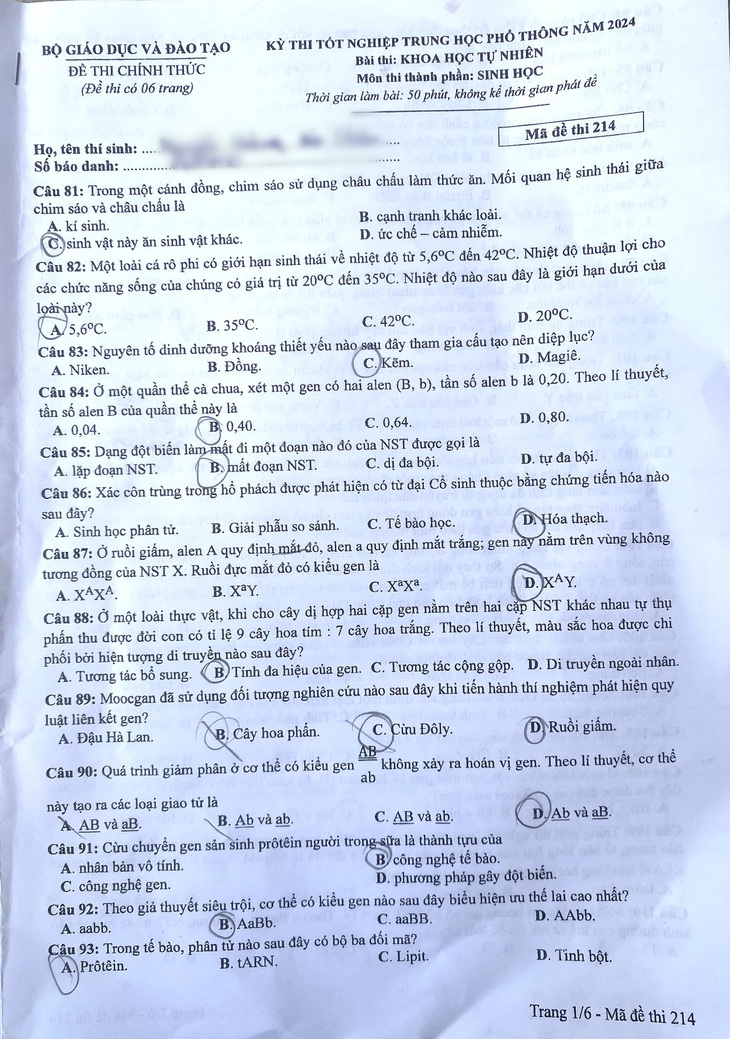 AI giải đề thi môn sinh học THPT 2024, mời bạn đọc tham khảo- Ảnh 1.