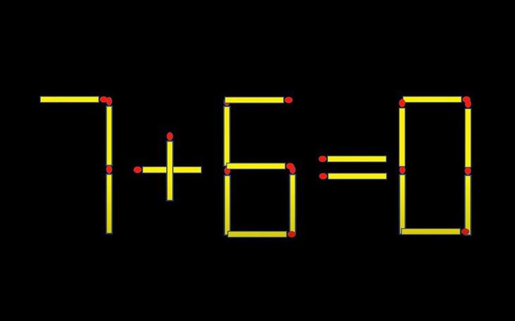 Thử tài IQ: Di chuyển hai que diêm để 7+6=0 thành phép tính đúng