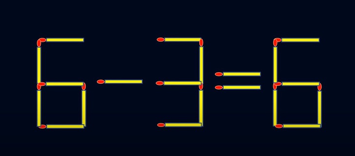 Thử tài IQ: Di chuyển một que diêm để 6-3=6 thành phép tính đúng- Ảnh 1.