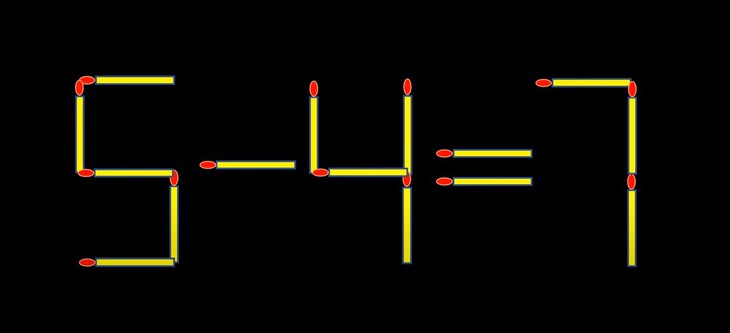 Thử tài IQ: Di chuyển hai que diêm để 5-4=7 thành phép tính đúng- Ảnh 1.