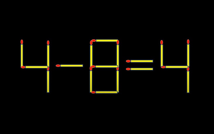 Thử tài IQ: Di chuyển một que diêm để 4-8=4 thành phép tính đúng