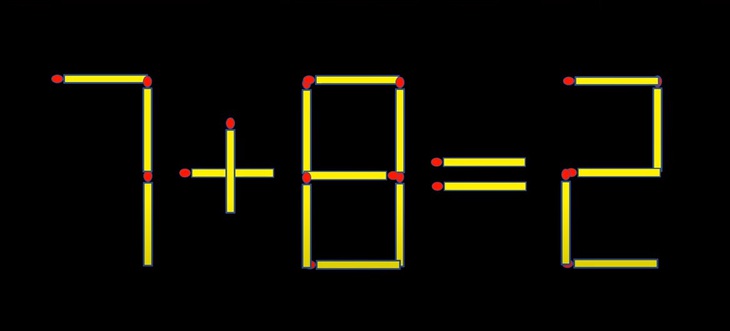 Thử tài IQ: Di chuyển một que diêm để 7+8=2 thành phép tính đúng- Ảnh 1.