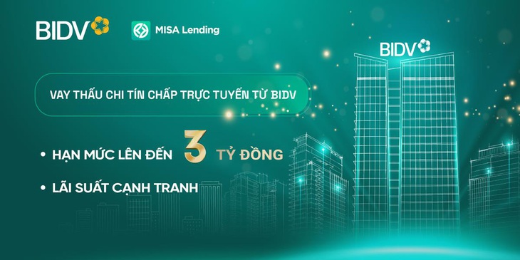 BIDV cho vay thấu chi tín chấp trực tuyến trên nền tảng Misa Lending - Ảnh: BIDV