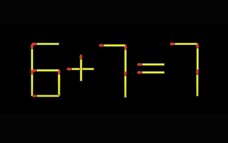Thử tài IQ: Di chuyển một que diêm để 6+7=7 thành phép tính đúng