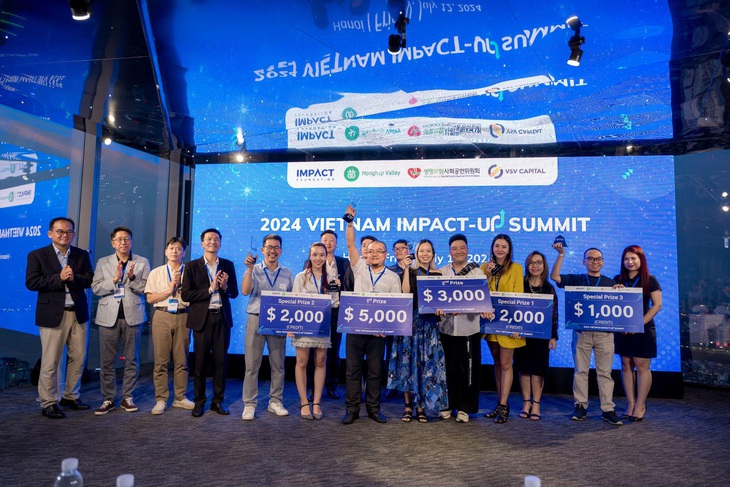 Vietnam Impact-Up Summit 2024 trao thưởng cho 6 doanh nghiệp xuất sắc- Ảnh 4. Lễ trao giải cho các doanh nghiệp có ý tưởng tạo tác động tích cực cho xã hội và môi trường xuất sắc nhất