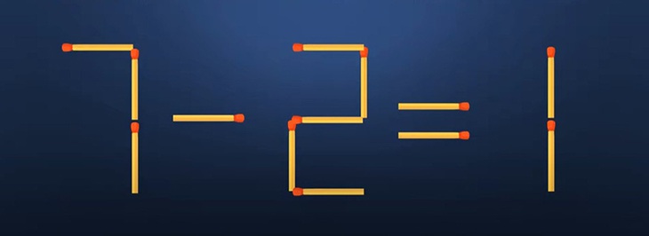 Thử tài IQ: Di chuyển một que diêm để 7-2=1 thành phép tính đúng- Ảnh 1. Thử tài IQ: Di chuyển một que diêm để 7-2=1 thành phép tính đúng- Ảnh 1.