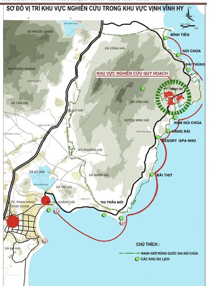 Sơ đồ vị trí khu vực nghiên cứu trong khu vực vịnh Vĩnh Hy - Ảnh chụp từ báo cáo ĐTM