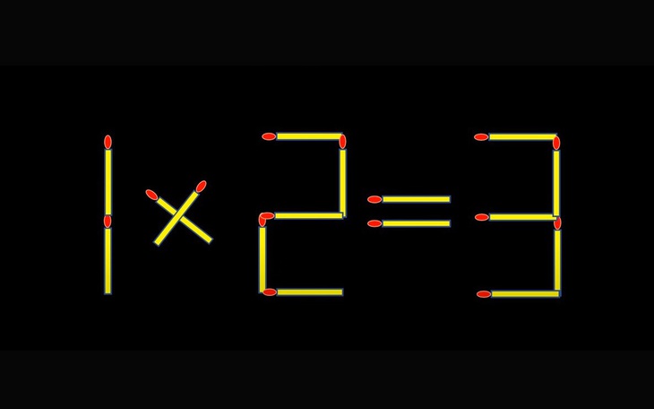 Thử tài IQ: Di chuyển một que diêm để 1x2=3 thành phép tính đúng