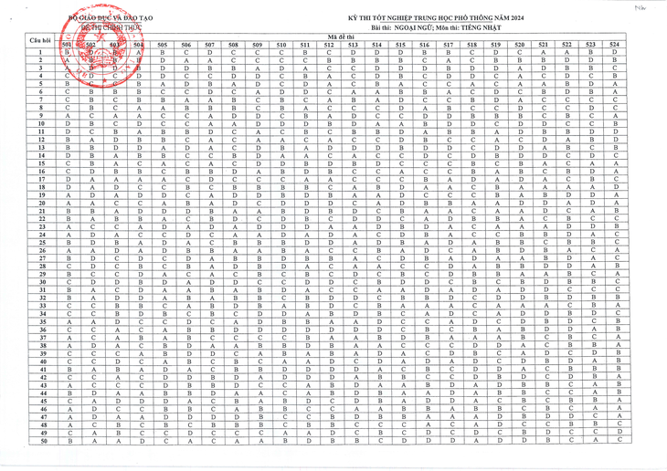 Đáp án chính thức tất cả các môn thi tốt nghiệp THPT 2024- Ảnh 15.