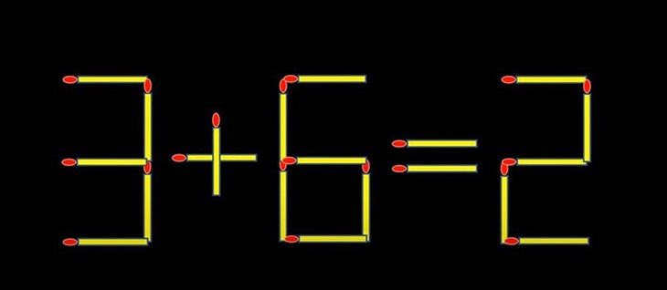 Thử tài IQ: Di chuyển một que diêm để 3+6=2 thành phép tính đúng- Ảnh 1.