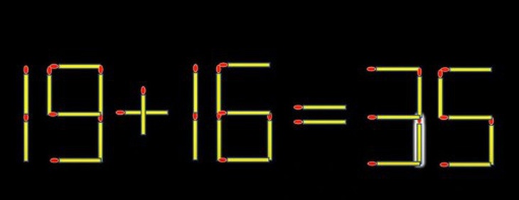 Thử tài IQ: Di chuyển một que diêm để 19+16=25 thành phép tính đúng- Ảnh 2.