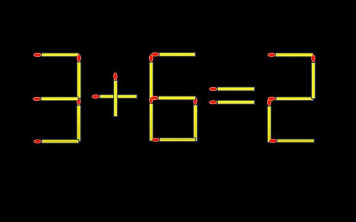 Thử tài IQ: Di chuyển một que diêm để 3+6=2 thành phép tính đúng