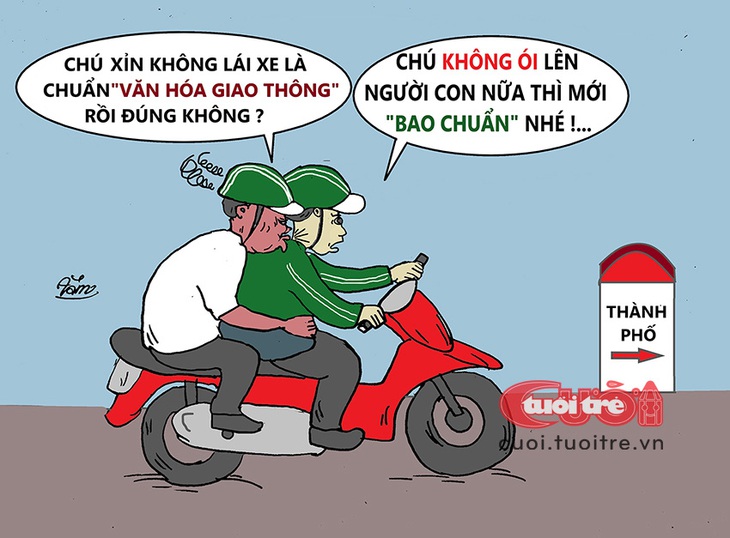 Say xỉn nhưng vẫn phải đảm bảo thực hiện chuẩn văn hóa giao thông - Tranh: Bùi Thanh Tâm