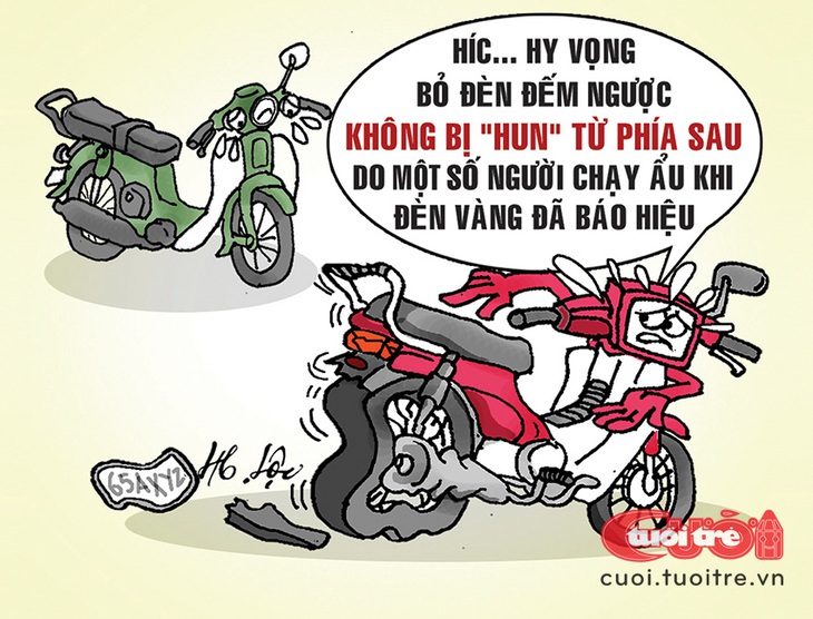 Bỏ đèn đếm ngược, sợ người chạy ẩu - Tranh: Hữu Lộc 