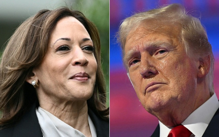 Bà Kamala Harris và ông Donald Trump đang bám đuổi sít sao trong một số cuộc thăm dò mới nhất - Ảnh: AFP