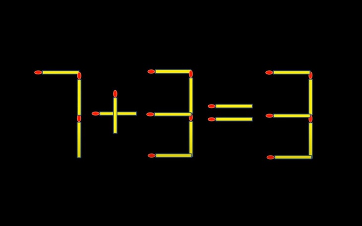 Thử tài IQ: Di chuyển hai que diêm để 7+3=3 thành phép tính đúng