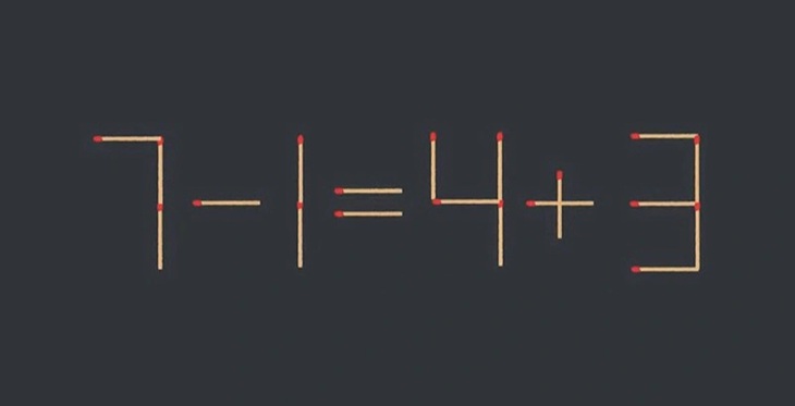 Thử tài IQ: Di chuyển một que diêm để 7-1=4+3 thành phép tính đúng- Ảnh 1.