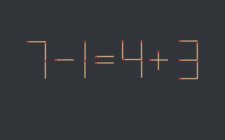 Thử tài IQ: Di chuyển một que diêm để 7-1=4+3 thành phép tính đúng