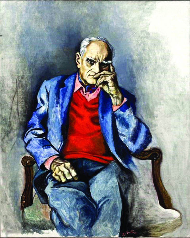 Chân dung Alberto Moravia của họa sĩ Renato Guttuso, 1982, người bạn thân thiết hơn 50 năm của nhà văn. Tư liệu Bảo tàng Moravia ở Roma