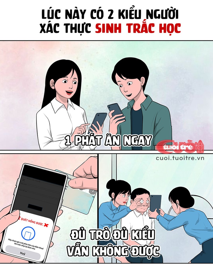 Lúc này có 2 kiểu người xác thực sinh trắc học - Tranh: Vàng