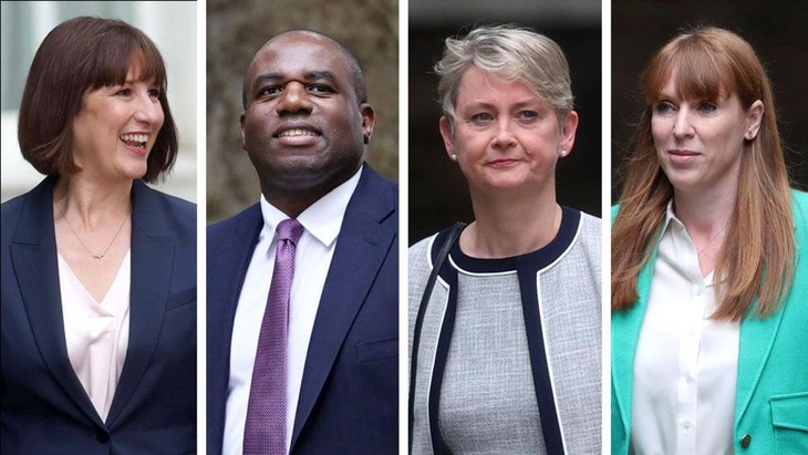 Từ trái sang: Bộ trưởng Tài chính Rachel Reeves, Ngoại trưởng David Lammy, Bộ trưởng Nội vụ Yvette Cooper, Phó thủ tướng Angela Rayner - Ảnh: BBC