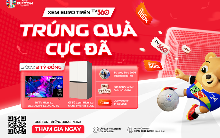 Xem Euro trên TV360 trúng quà cực đã: Cơ hội trúng quà mỗi ngày và xem sớm nhất UEFA Euro 2024