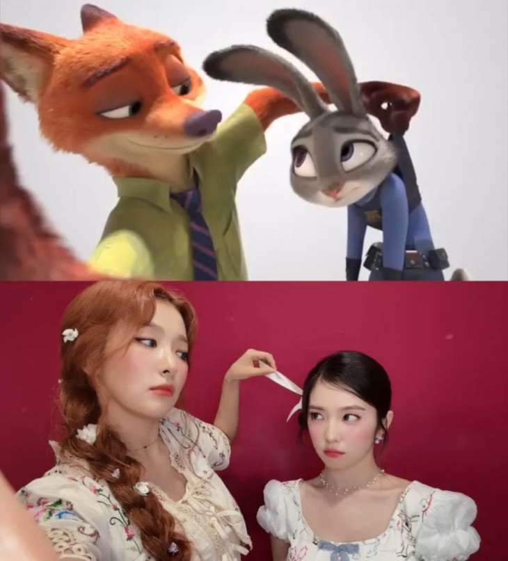 Phấn khích với màn cosplay lầy lội của nữ thần Irene và Seulgi- Ảnh 6. Màn kết hợp ngẫu hứng nhưng ăn ý còn hơn cả trên sân khấu âm nhạc của Irene và Seulgi khiến người hâm mộ như vỡ òa vì thích thú.