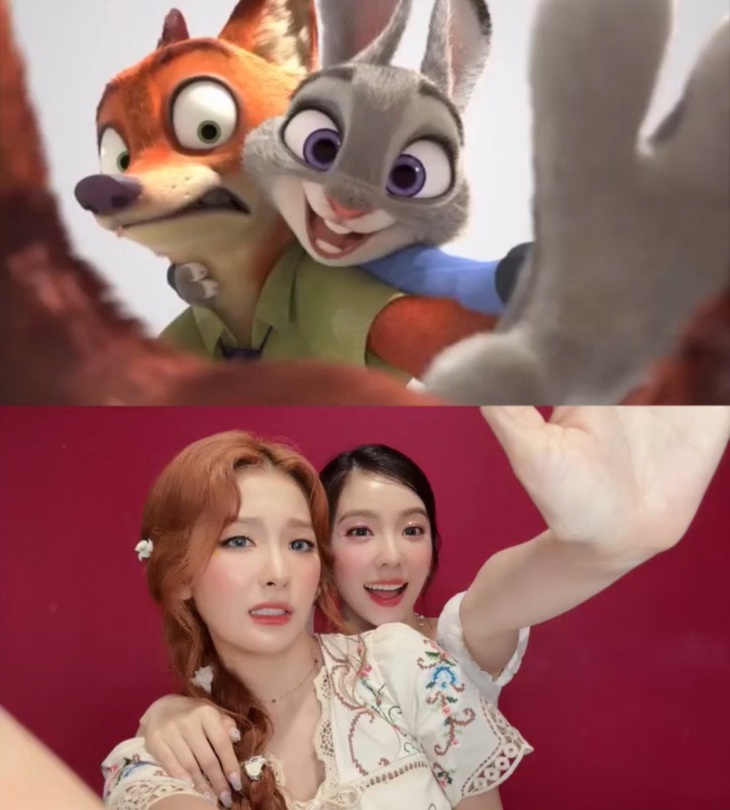 Phấn khích với màn cosplay lầy lội của nữ thần Irene và Seulgi- Ảnh 3. Irene và Seulgi còn gây bất ngờ khi diễn nét mặt biểu cảm lầy lội