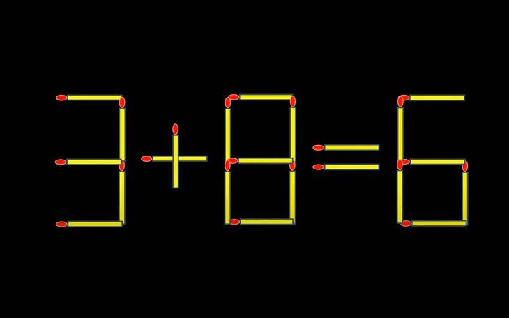 Thử tài IQ: Di chuyển một que diêm để 3+8=6 thành phép tính đúng