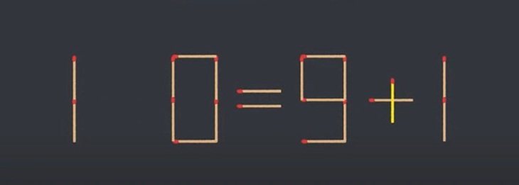 Thử tài IQ: Di chuyển một que diêm để 1-0=9-1 thành phép tính đúng- Ảnh 2.