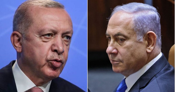 Tổng thống Thổ Nhĩ Kỳ Recep Tayyip Erdogan (trái) và Thủ tướng Israel Benjamin Netanyahu - Ảnh: AFP