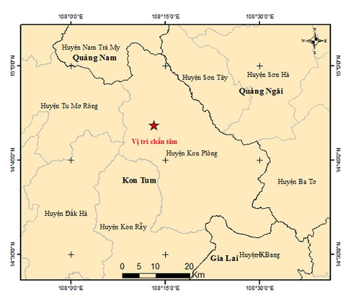 Hôm nay, Kon Tum ghi nhận 9 trận động đất, có trận mạnh 4,4 độ- Ảnh 1.