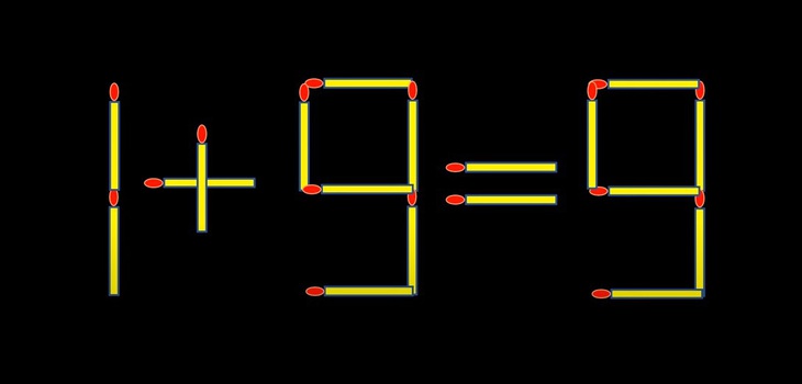 Thử tài IQ: Di chuyển hai que diêm để 1+9=9 thành phép tính đúng - Ảnh 1.