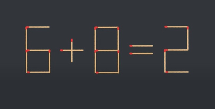 Thử tài IQ: Di chuyển một que diêm để 6+8=2 thành phép tính đúng- Ảnh 1. Thử tài IQ: Di chuyển một que diêm để 6+8=2 thành phép tính đúng- Ảnh 1.