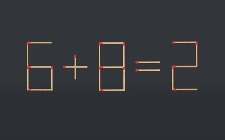 Thử tài IQ: Di chuyển một que diêm để 6+8=2 thành phép tính đúng