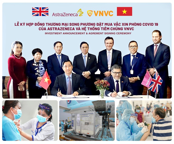 Hệ thống tiêm chủng VNVC là đơn vị đầu tiên tại Việt Nam ký kết thành công hợp đồng lịch sử đặt mua 30 triệu liều vắc xin COVID-19 của AstraZeneca và bàn giao phi lợi nhuận cho Chính phủ - Ảnh: MAI LỘC