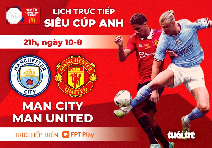 Lịch trực tiếp Man City đấu Man United ở Siêu cúp Anh 2024 - Đồ họa: AN BÌNH