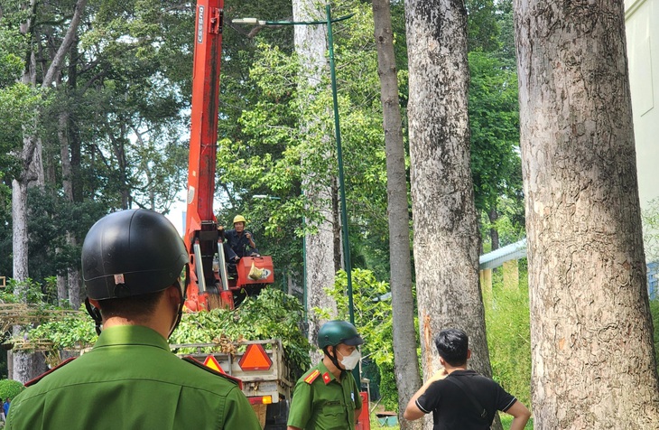 Lực lượng chức năng khám nghiệm hiện trường, điều tra vụ việc - Ảnh: NGỌC KHẢI