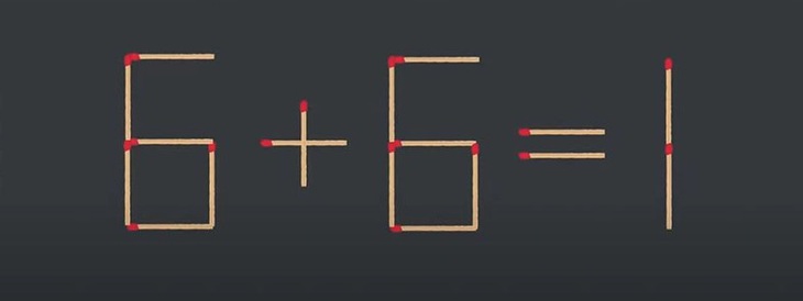 Thử tài IQ: Di chuyển một que diêm để 6+6=1 thành phép tính đúng - Ảnh 1.