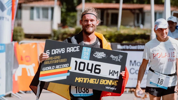 Runner Matthieu Bonne phá kỷ lục thế giới khi chạy bộ liên tục 1.046 km - Ảnh 1.