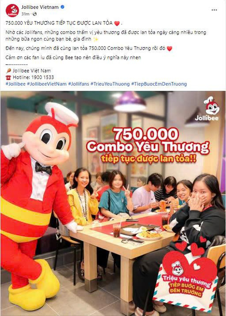 Jollibee Việt Nam tiếp tục lan tỏa "Triệu Yêu Thương, Tiếp Bước Em Đến Trường" - Ảnh 1.