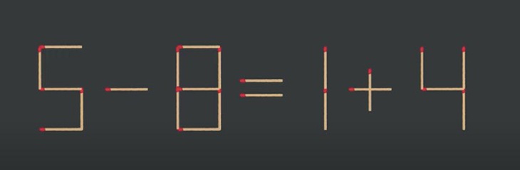 Thử tài IQ: Di chuyển một que diêm để 5-8=1+4 thành phép tính đúng - Ảnh 1.