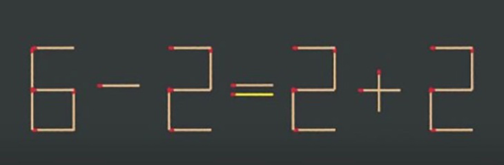 Thử tài IQ: Di chuyển một que diêm để 6=2-2+2 thành phép tính đúng - Ảnh 1.