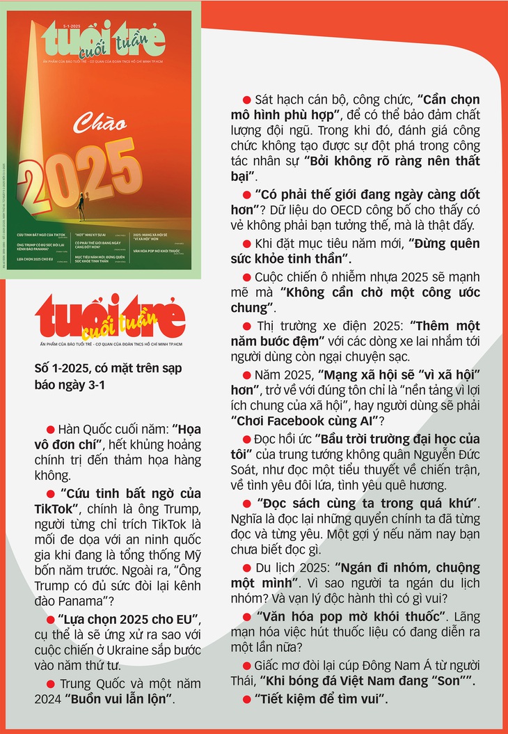 Tuổi Trẻ Cuối Tuần số 1-2025: - Ảnh 2.